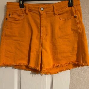Judy Blue Orange Frayed Hem Women's Shorts